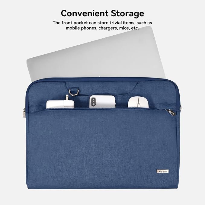 Voova Laptop Bag 17 17.3 Inch Waterproof Laptop Sleeve Case with Shoulder Straps & Handle, Computer Case Cover Slim Briefcase Compatible with 17-18” Hp Dell Asus Acer, Blue