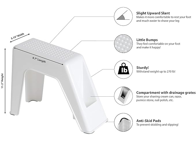 Demi's Home Shower Foot Rest - Pedicure Foot Rest - Grey - (Supplies Not Included)