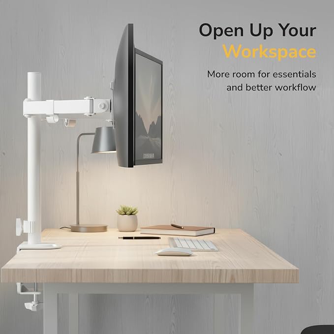 Mount-It! Dual Monitor Mount for Desk, Adjustable Tilt Swivel on Double Monitor Mounts for Screens up to 32”, Dual Monitor Arms for 2 Monitors, VESA 75x75 and 100x100 C-clamp & Grommet in White