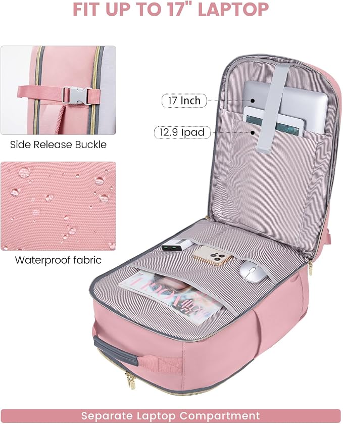 LOVEVOOK 50L Travel Backpack for Women & Men, Airline Approved Carry On Luggage with 3 Packing Cubes, TSA Overnight Bags, Waterproof Personal Item Bag, Weekender Essentials Backpacks fits 17" Laptop