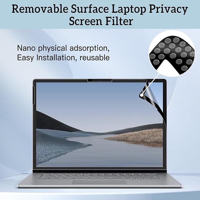 ZOEAGG Privacy Screen for Surface Laptop 13.8 inch,Removable Surface Laptop 7 Privacy Screen,Reusable Easy Installation Anti-Spy Anti-Glare Anti Blue Light for Microsoft Surface Monitor