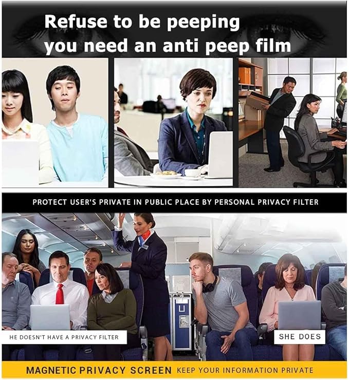 13.3 Inch Laptop Privacy Screen Shield for 16:9 Widescreen Display, Anti-Peeping Data Security Protective Film, Notebook Anti-Glare & Blue Light Blocking Filter, Reduce Eye Strain