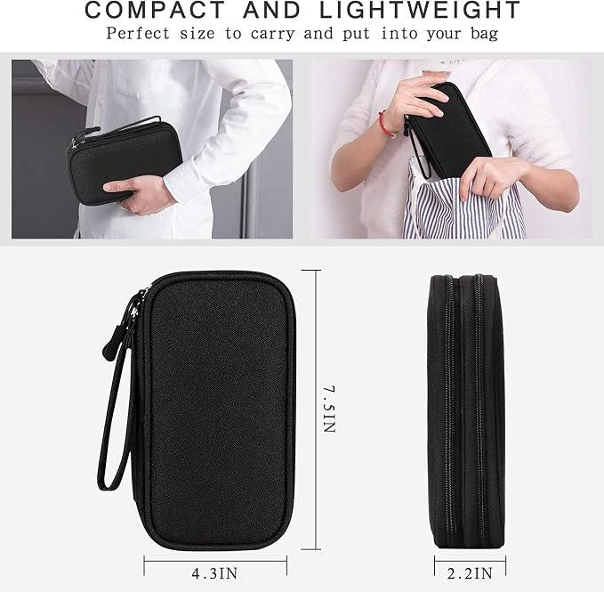 Skycase Electronic Organizer Travel Case - Waterproof Travel Cord Pouches for Organization, Cable Organizer, All-in-One Double Layers Storage Bag for Accessories, Charger, Cable, Black - Medium