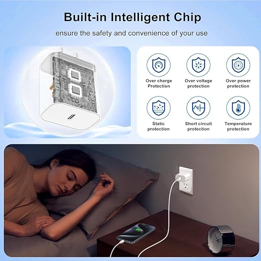 iPhone Charger Fast Charging, 3-Pack 20W Apple USB C Charger Block for iPhone 17 16 15 Charger with 60W USB C Cable Cord 6FT for iPhone 17 Pro Max/17 Air/16/15/Air/iPad/Galaxy/Pixel/Travel & Home Use