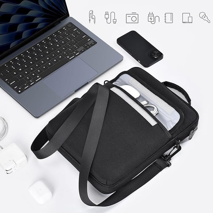 13 inch Laptop Sleeve Case Shoulder Bag for 2026 MacBook Air 13.6 in M4 M3 M2, Neo 13-inch Padded Shockproof Accessory Pocket