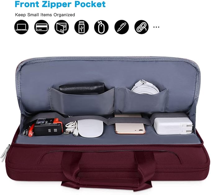MOSISO 360 Protective Laptop Bag 15.6 inch, 15-16 inch Computer Bag Compatible with MacBook Air 15 inch/Pro 16 inch, HP,Dell,Lenovo,Asus,Notebook, Laptop Carrying Case with Strap&Handle, Wine Red