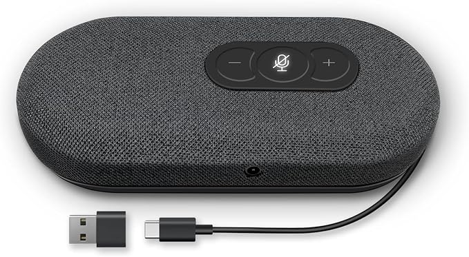USB Speakerphone, Conference Computer Speakers with Microphone for Home Office Calls, 360 Degree Enhanced Voice Pickup, Noise Reduction, Echo Cancellation, Compatible with Zoom, Teams, Skype
