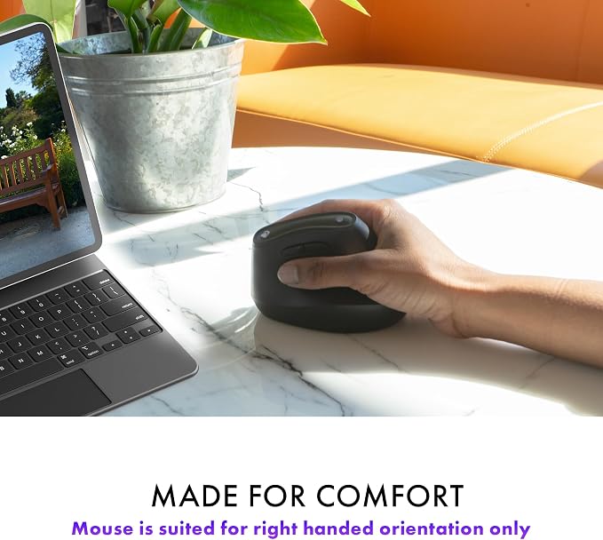 J-Tech Digital Wireless Mouse, Vertical Ergonomic Mouse with 2.4G Wireless & Bluetooth for 3 Multi-Device Function, Adjustable DPI Modes, Compatible with PC, Mac, Laptop - Black