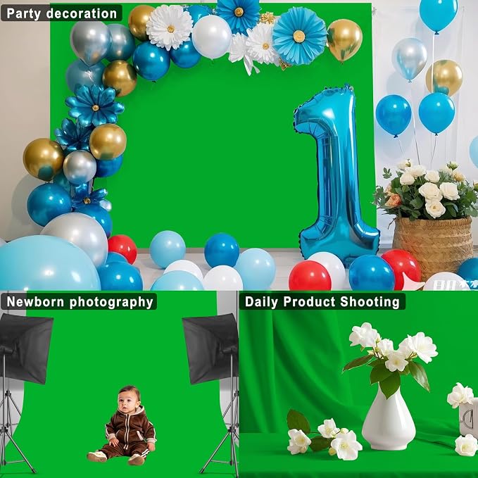 Green Screen Backdrop for Photoshoot, Professional Photo Backdrop Background Curtain for Product Photography，Portraits, Wedding, Party, Live Streaming Video Recording 10X20 FT