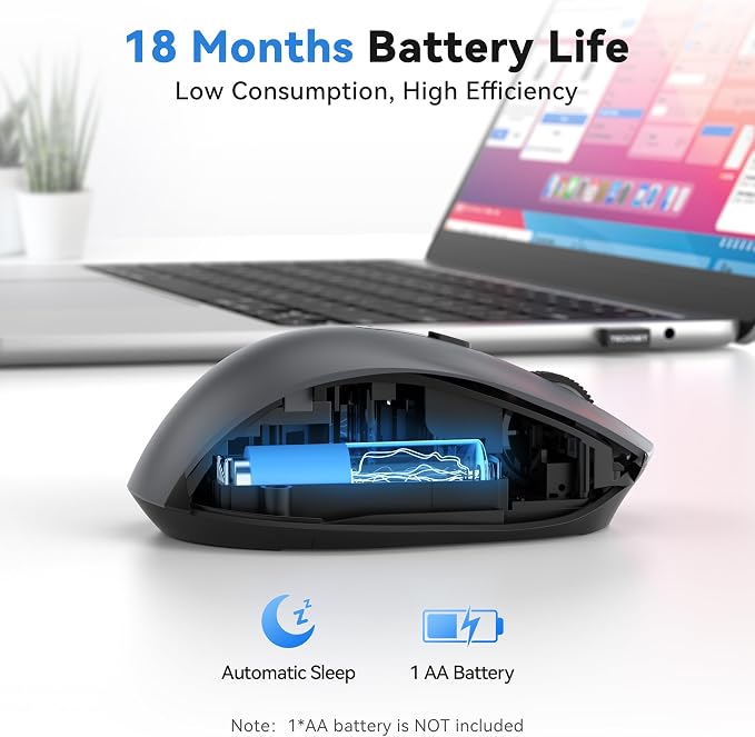 TECKNET Wireless Mouse for Laptop, Silent Mouse Quiet Click, Computer Mice Wireless, 6 Adjustable 4000 DPI Computer Mice