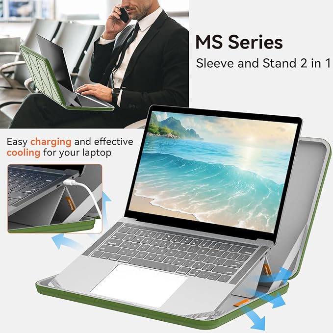Smatree MS53G Hard Protective 14 inch Laptop Sleeve Case Compatible for ASUS P1412; ASUS Chromebook CM14 (CM1405),Green
