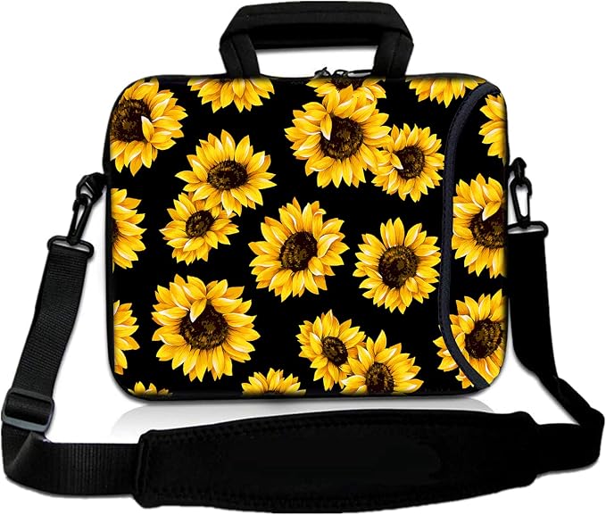 RICHEN 10 inch Messenger Bag Carrying Case with Handle Accessory Pocket Fits 7 to 10-Inch Laptops/Notebook/Kids Tablet (7-10.2 inch, Sunflowers)