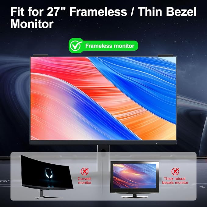 2 Pack 27 Inch Computer Privacy Screen Filter, 9H Hardness Anti-Scratch Shield for 27" Widescreen Monitor(16:9), Hanging Design for Open Office & Cubicle, Reduce Blue Light & Eye Strain
