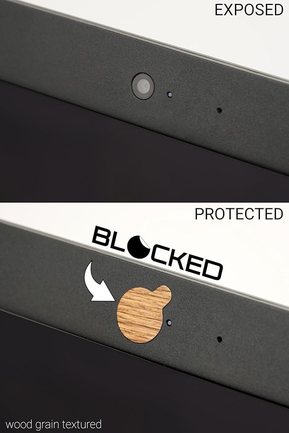 Rigid Series - 2X Thicker | Blocked Original Vinyl Webcam Cover Stickers | Restickable & Stackable Privacy Covers | for All Camera-endable Devices | 3-Sizes | 57 Tabbed Wood Grain Textured