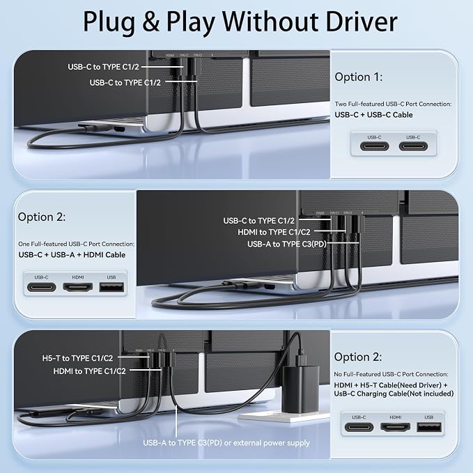 14.2" Triple Laptop Screen Extender, Ultra-Thin FHD 1080P IPS Portable Monitor for Laptop, Aluminum Alloy Tri-Screen Travel Monitor, Plug & Play for Windows/Mac/Chrome, Fits 13"-17.3" Laptops