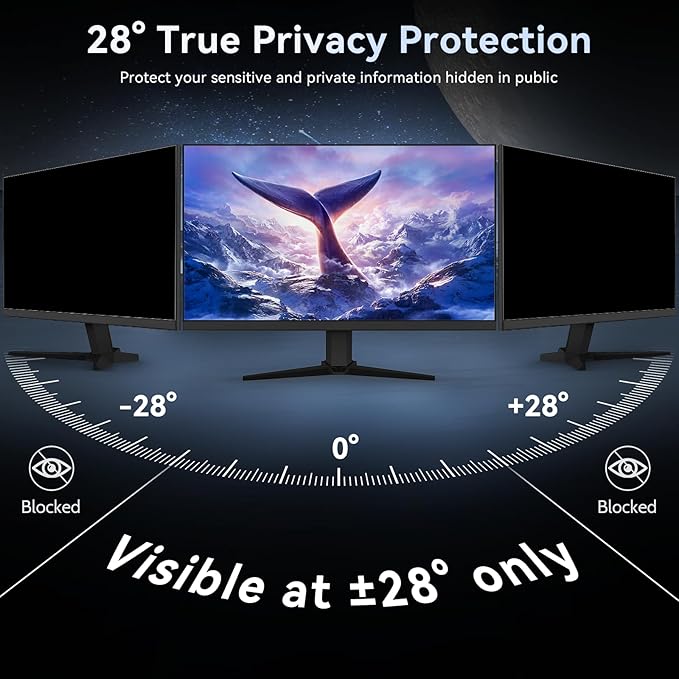 [2-Pack] 24 Inch Computer Privacy Screen Filter for 16:9 Widescreen Monitor, Removable Eye Protection Anti Glare Blue Light Filter Privacy Shield, Anti Spy Screen Protector Film 24 in