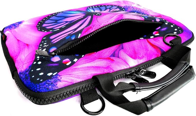icolor 14.5 15 15.6 Inches Canvas Laptop Shoulder Bag Case,Messenger Bag Sleeve Pouch,Travel Briefcase,Computer Ultrabook Notebook Protective Carrying Bag with Adjustable Strap, Purple Butterfly