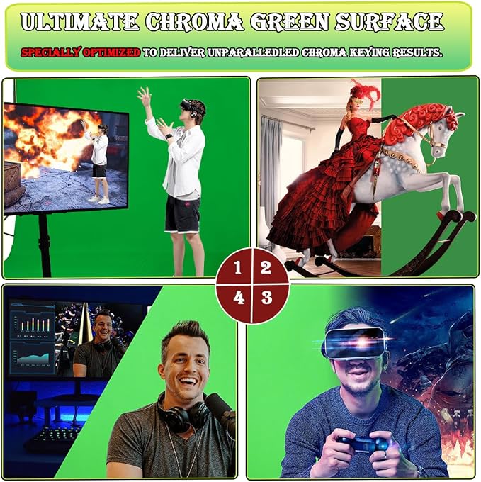 Green Screen Backdrop 10 x 13 ft, Photography Greenscreen Background for Streamingl, Big Green Photo Backdrop Curtain for Zoom Meeting, Video Studio, Video Recording