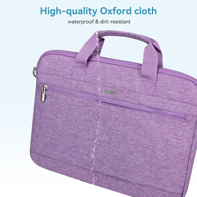 LANDICI 360° Protective Laptop Bag Case 15.6-16 Inch with Shoulder Strap, Waterproof Computer Sleeve Cover for MacBook Pro 16, Acer HP Lenovo Dell ASUS Laptop, Slim Briefcase for Women, Purple
