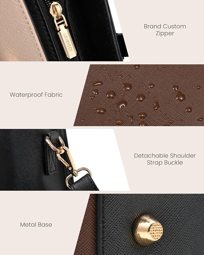 LOVEVOOK Laptop Bag for Women, 15.6'' Laptop Tote Purse 2-in-1 Professional Work Bag Business Briefcase with Clutch Purse, Waterproof Leather Computer Handbag for Teacher Office Travel