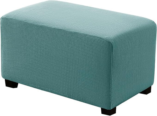 Ottoman Covers Ottoman Slipcovers Folding Storage Stool Washable Furniture Protector,Elastic Foot Stool Foot Rest Protector for Living Room Bedroom,Large,Light Blue