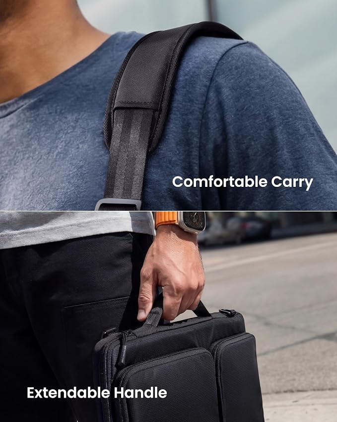 tomtoc 360° Protective Laptop Shoulder Bag for 15.6 Inch Laptop, Fit Acer Aspire 3/5/7, Dell Inspiron/XPS, ASUS ROG/TUF, Lenovo ThinkPad L/E/T/P/V, Waterproof Accessory Case