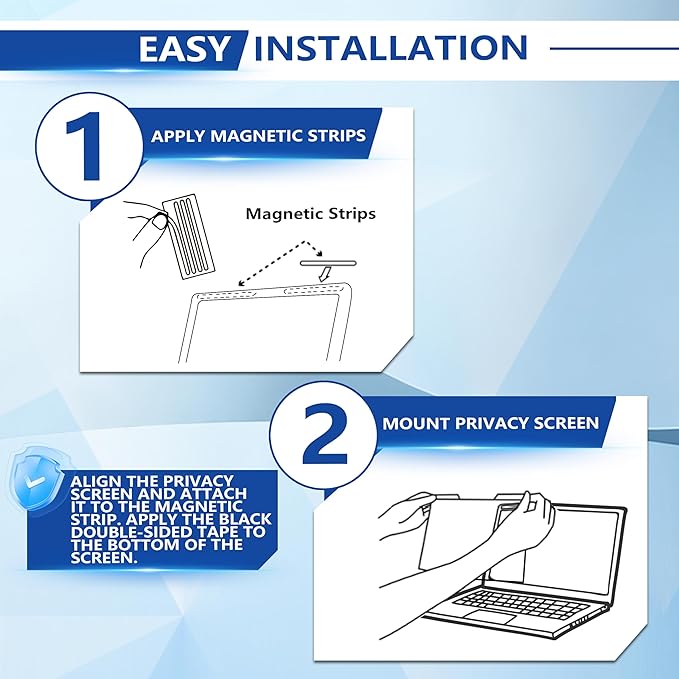 Magnetic Laptop Privacy Screen 15.6 Inch 16:9, Removable Computer Privacy Filter Shield and Anti Glare Blue Light Screen Protector, Compatible with HP Dell Acer Asus Samsung Lenovo ThinkPad
