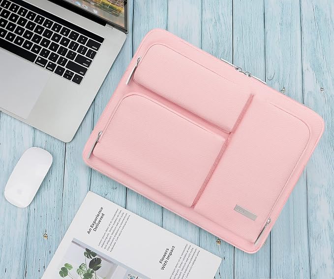 Lacdo 360° Protective Laptop Sleeve Case for 13 inch New MacBook Air M5 A3449 (2026), M4 A3240 2025, M3 A3113, M2 A2681, M1 A2337 | 13 inch New MacBook Neo A18 Pro A3404 (2026) Computer Bag, Pink