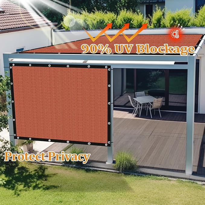 Shade&Beyond Customized Size 4' X 20' Shade Cloth with Grommets, 90% UV Protection UV Protection Mesh Tarp Sun Screens for Patio GN01, Rust Red