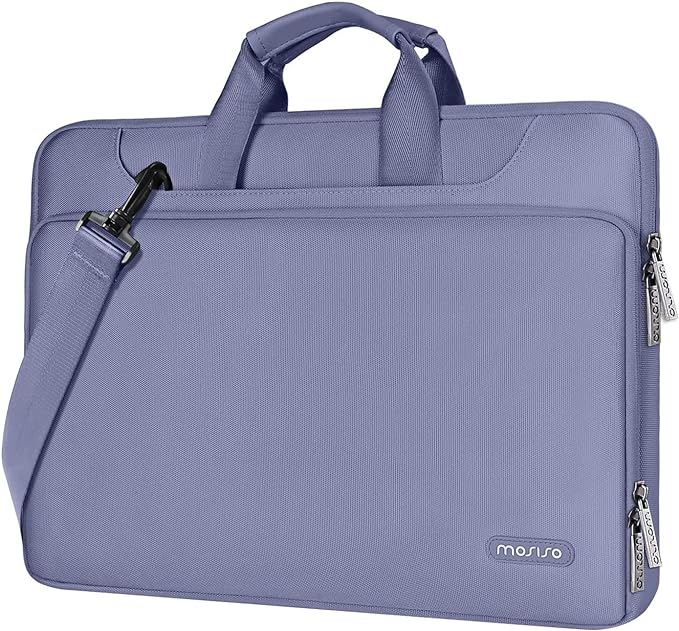 MOSISO 360 Protective Laptop Bag 13.3 inch, 13-14 inch Computer Bag Compatible with MacBook Air 13 inch/Pro 13 inch/Pro 14 inch,HP,Dell,Notebook, Laptop Carrying Case with Strap&Handle, Lavender Gray
