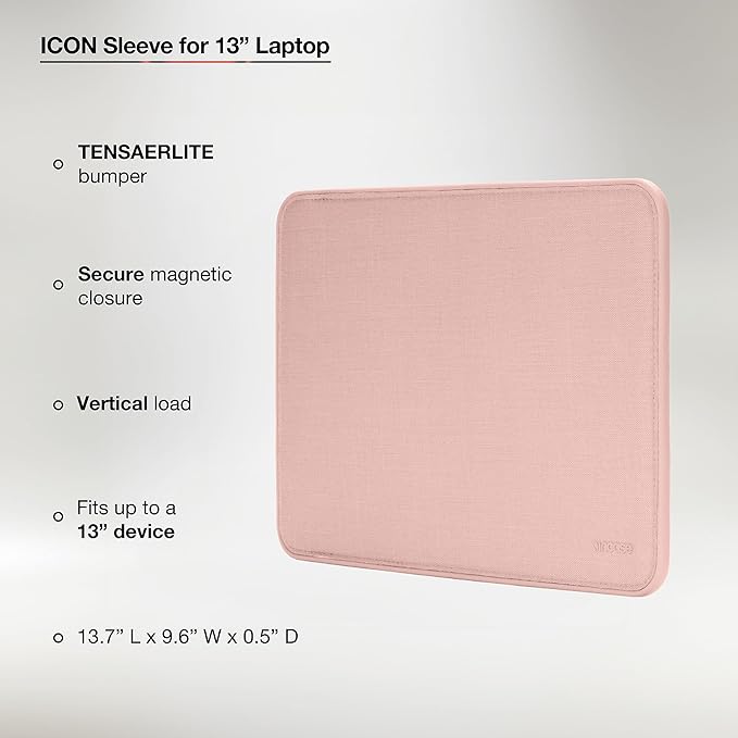Incase ICON Sleeve with Woolenex - MacBook Air 13 inch Case - M5 2026, M4 2025, M3 M2 2024-2022 - Fitted MacBook Case, Laptop Sleeve, Hard Cover, Durable, Lightweight - Blush Pink