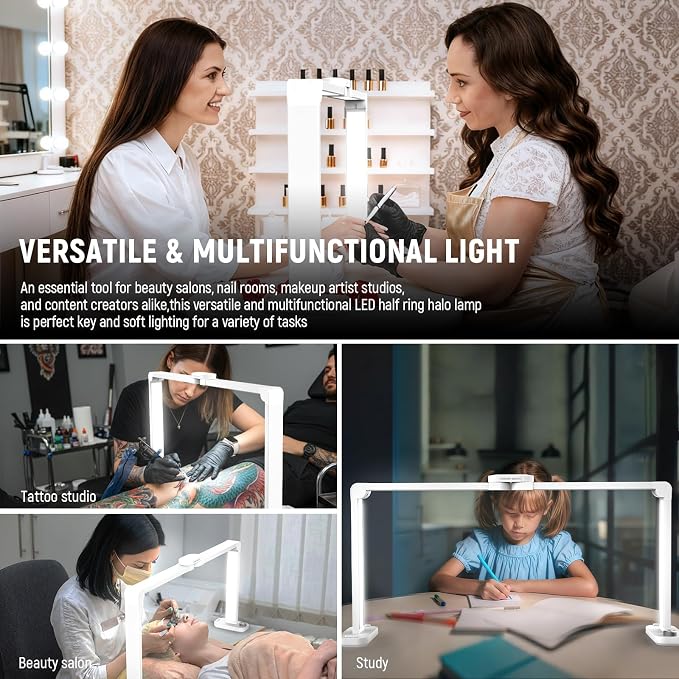 NEEWER Basics 33.5" Nail Light for Desk, 40W Foldable LED Manicure Nail Tech Table Lamp with Phone Holder/3 Color Modes/CRI85+ for Esthetician Makeup Beauty Salon Tattoo Overhead Recording, HM05-D