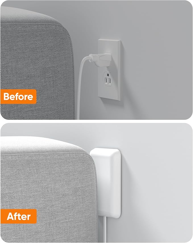 Olcorife Flat Outlet Extender with Cover, Flat Plug Power Strip with 6 AC Outlets, 2000 Joules Surge Protector, 3FT Flat Extension Cord, Home Office Travel Dorm Room Essentials