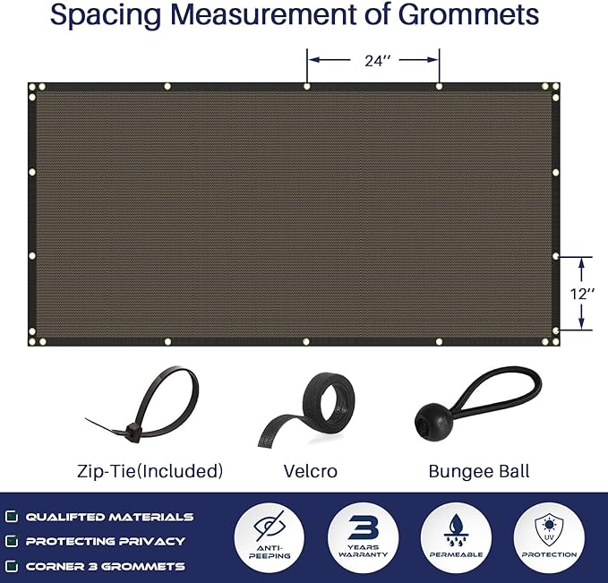 Windscreen4less 4' x 277' Privacy Fence Screen Heavy Duty Windscreen Fencing Mesh Fabric Shade Net Cover with Brass Grommtes for Outdoor Wall Garden Yard Pool Deck Brown