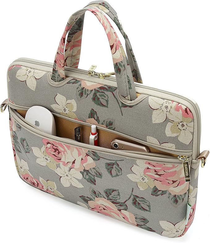 kayond White Rose Patten water resistant Laptop Shoulder Messenger Bag Case Sleeve for 14 Inch 14.1 Inch Laptop,Laptop Briefcase