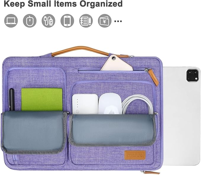 MOSISO 12.9 inch Tablet Sleeve Case for iPad Pro 13 M4 & iPad Air 13 M3 M2, iPad Pro 12.9 M2 M1 6/5th with Magic Keyboard&Smart Keyboard Folio, Side Open Carrying Bag with 4 Zipper Pockets, Purple