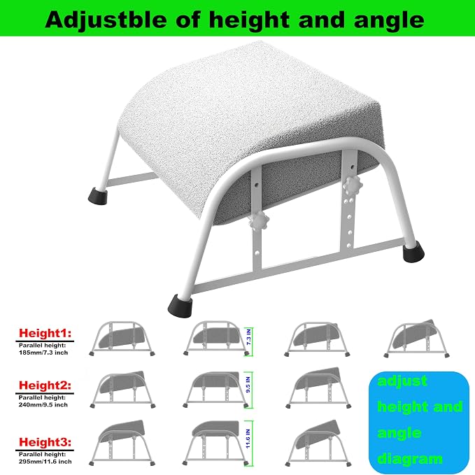 Under Desk Footrest with Memory Foam,Adjustable 10-Level Ergonomic Foot Rest for Office & Gaming Desk for Leg Rest,Reinforced Metal Frame,Non-Slip Base Extra Large（White No Baseplate