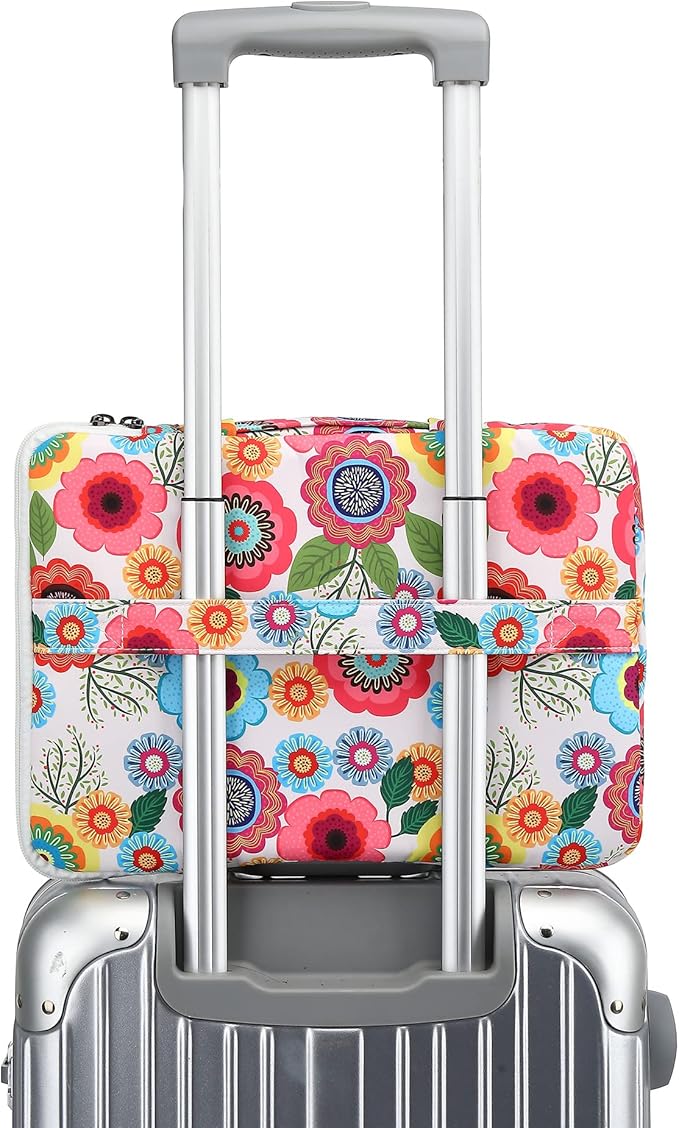 360° Protective 3 Pockets Laptop Sleeve Case Bag with Handle for MacBook Air 15 inch,MacBook Pro 16 inch and 15.6 inch Screen Laptop (Flowers)