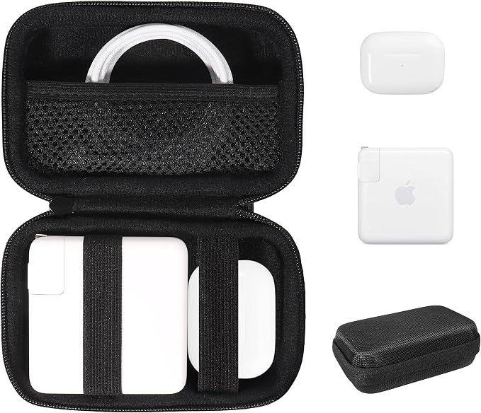 Case for MacBook Air/Pro Charger, MagSafe 1/2 Power Adapter, All iPhone 117/16/ 15 MagSafe Charger, USB C Hub, Type C Hub, USB Multiport Adapter-Black(Larger Version)