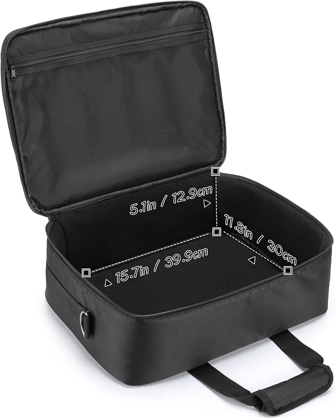 CURMIO Projector Carrying Case, Projector Bag with Laptop Compartment Compatible for Most Major Projector, Bag Only, Black (Patented Design)