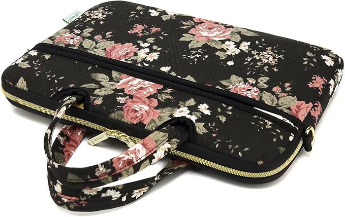 kayond Black C Rose Patten water resistant Laptop Shoulder Messenger Bag Case Sleeve for 12 Inch 13 Inch Laptop,Laptop Briefcase