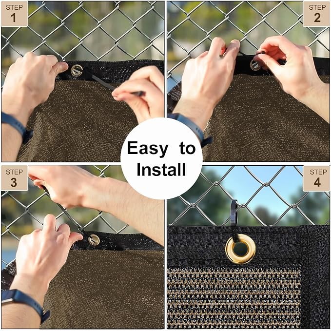 UPGRADE Privacy Screen 3' x 10' Fence Commercial Shade Cover with Brass Grommets Heavy Duty Perfect for Outdoor Back Yard, Brown, Customizable