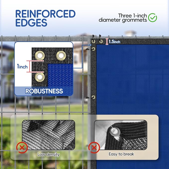 Bynbbur 6'x289' Privacy Fence Screen Net Fencing 90% Privacy Blockage Windscreen Fence Cover with Copper Grommet for Patio Backyard Garden Swimming Pool, Zip Ties Included, Blue