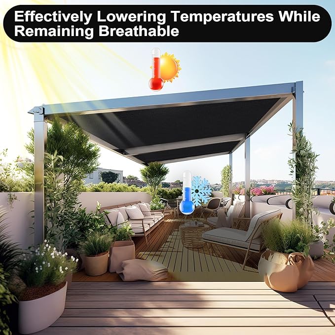 Artpuch 90% Sun Shade Cloth, 4 x 10 FT Pergola Shade Cover Canopy with Grommets, Sun Screen Fabric Tarp for Patio, Outdoor, Garden, Backyard, Black