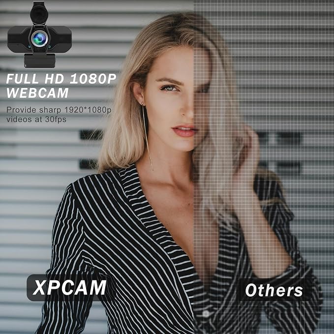 XPCAM USB C Camera 1080p Webcam with Microphone/Tripod/Cover, Auto Light Correction, 110° FOV, Plug & Play Pro Webcam for PC, Computer Camera for Laptop,Mac,Zoom/Teams/Skype/Twitch Streaming