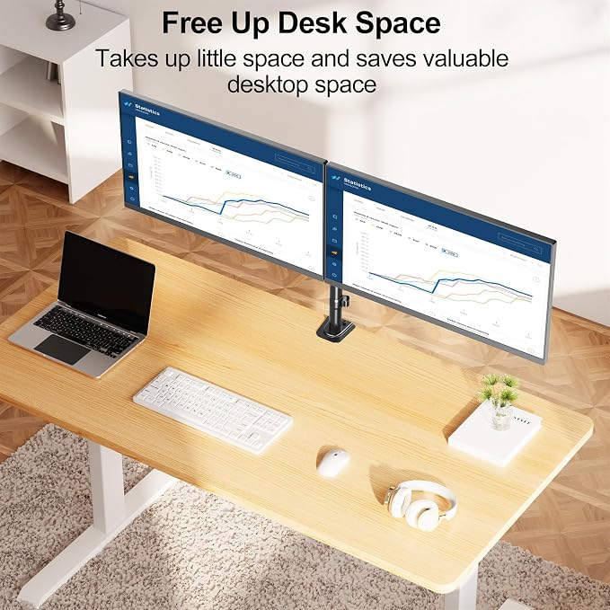 MOUNT PRO Dual Monitor Mount Fits 13-32 Inch/17.6lbs LCD Screen, Computer Monitor Desk Mount, Articulating Monitor Arm, Height Adjustable Display Stand for 2 Monitors, VESA Mount 75x75/100x100mm