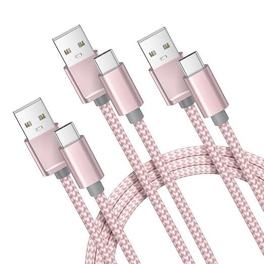 Basesailor for iPhone 17 16 Pro Max Charger Cord,USB to USB C Cable,Type C Charging Power Cord for Apple 17e 15 iPad 10 Air 4 5,Samsung Galaxy S26 S25 S24 S23,Pink,3Pack 3.3/6.6/10FT(1/2/3M)