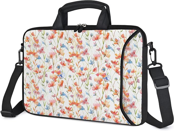 RICHEN 17 inch Laptop Shoulder Bag Carrying Case with Handle Fits 15.6/16/17/17.3/17.4 inch Laptop Notebook (Flowers1, 16-17.3 inch)