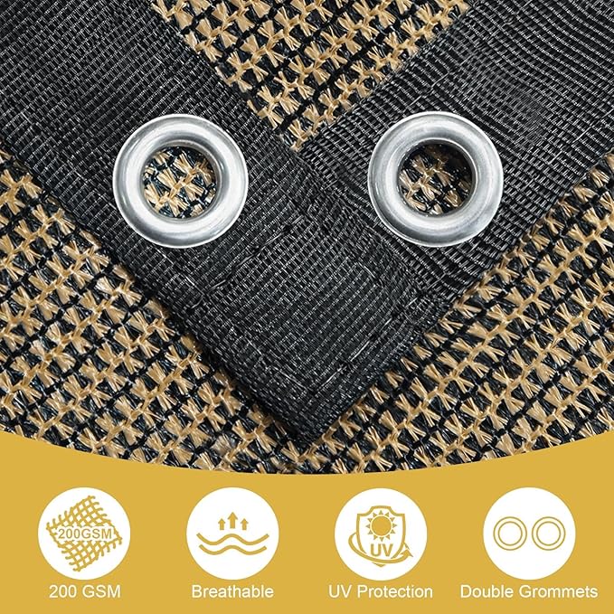 Shade&Beyond 90% Sun Shade Cloth with Grommets, 10' X 10' Pergola Shade Cover Canopy, Mesh Tarp Sun Screens for Patio, Outdoor, Garden, Backyard, Mocha