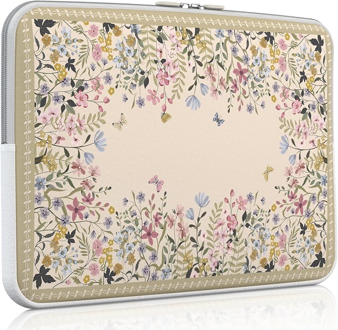iCasso Laptop Carrying Case 13 inch,Stylish Computer Sleeve for Women Girl,13-13.6 inch Laptop Sleeves Compatible with MacBook Neo/Air/Pro 13-14 Sleeve, HP Dell ASUS Lenovo Chromebook Notebook,Flowers